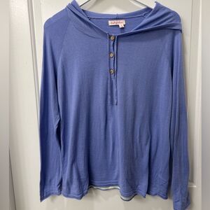 Fresh produce M Hooded Sweater Henley Periwinkle Lightweight Soft Cotton Coastal